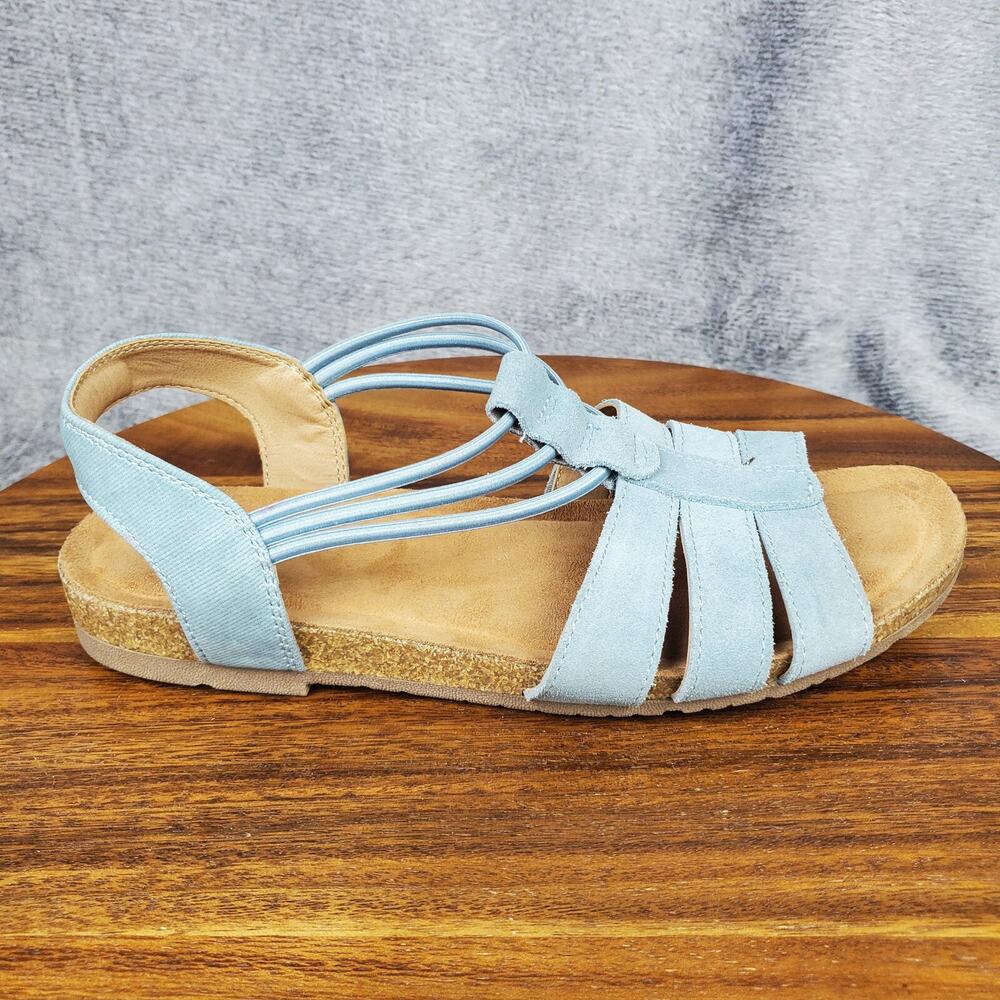 Earth Origins Sandals Women's 7 Blue Leather Laney Slingback Comfort Strappy